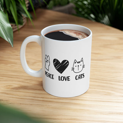 Peace Love Cats Mug