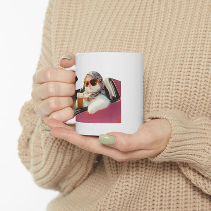 Cat Driving Meme Mug