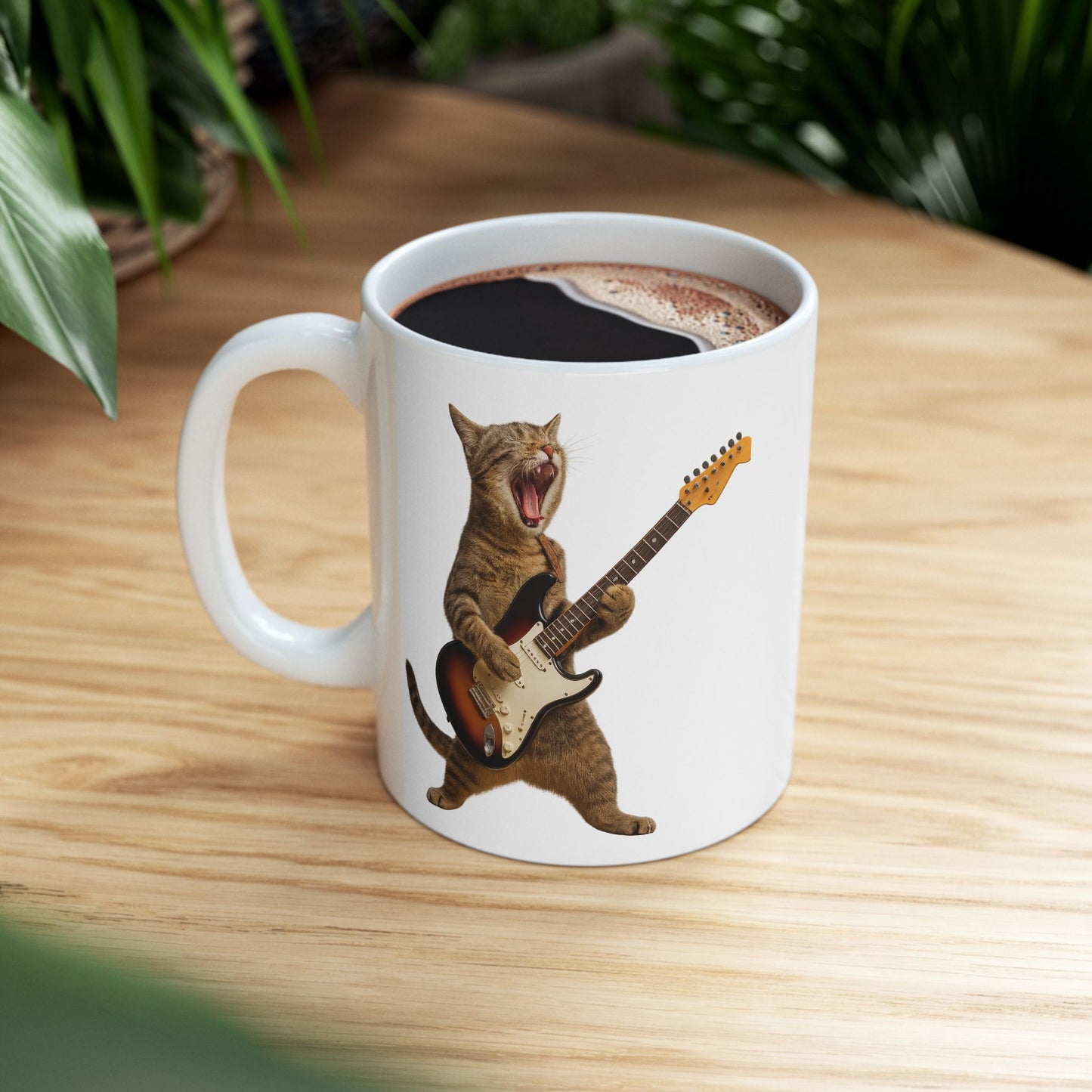 Cat Playing Guitar Rock and Roll Mug