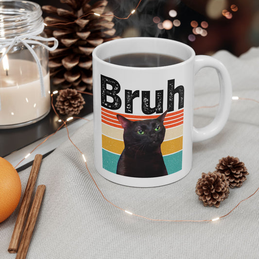 Bruh Cat Meme Vintage Mug