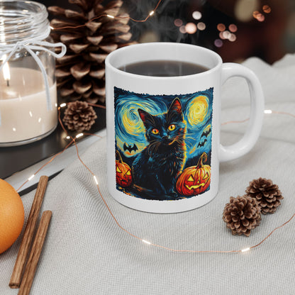 Black Cat Pumpkins Halloween Mug