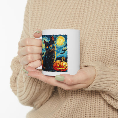 Black Cat Pumpkins Halloween Mug
