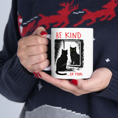 Be Kind of Feral Black Cat Mug