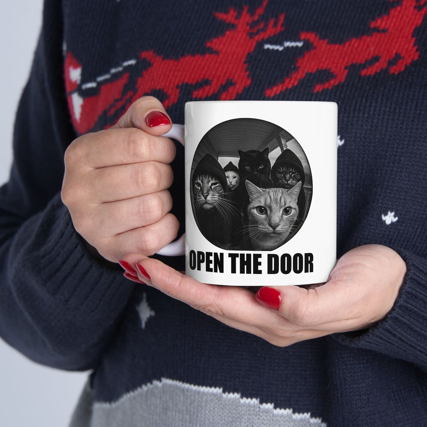 Cat Gang Open The Door Mug