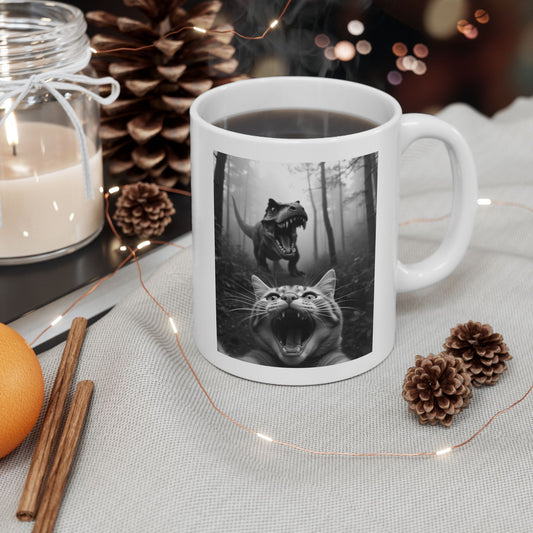 Cat Selfie With T-rex Mug