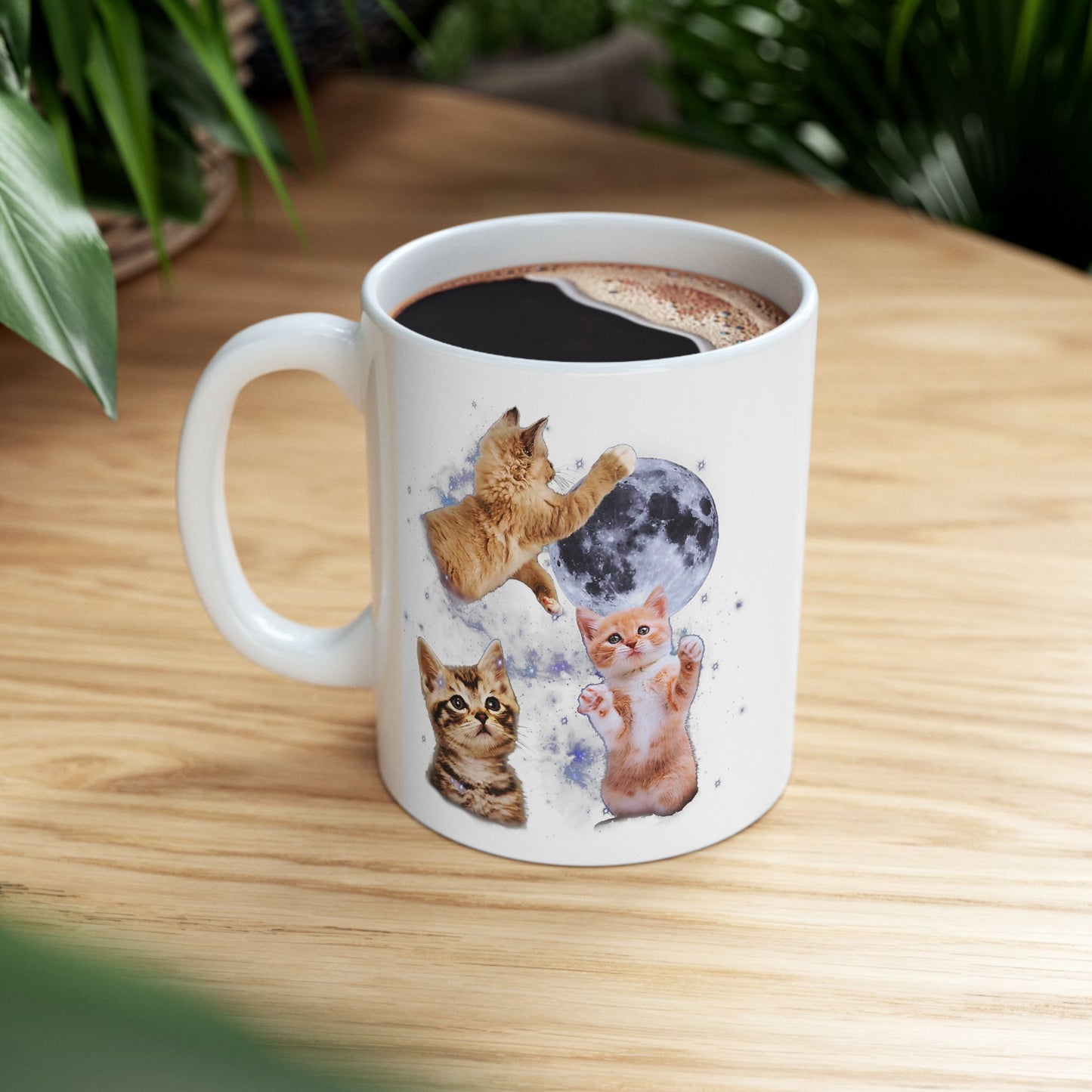 Three Cats Howling Moon Mug