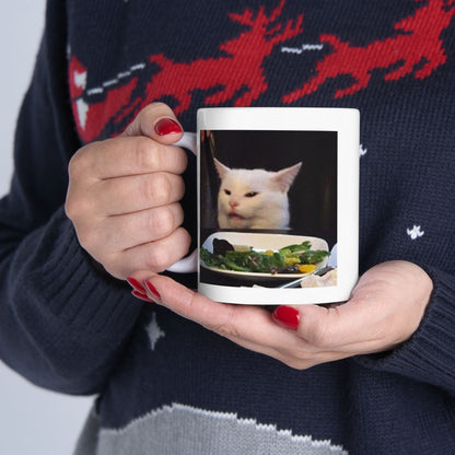 Dinner Table Cat Meme Mug