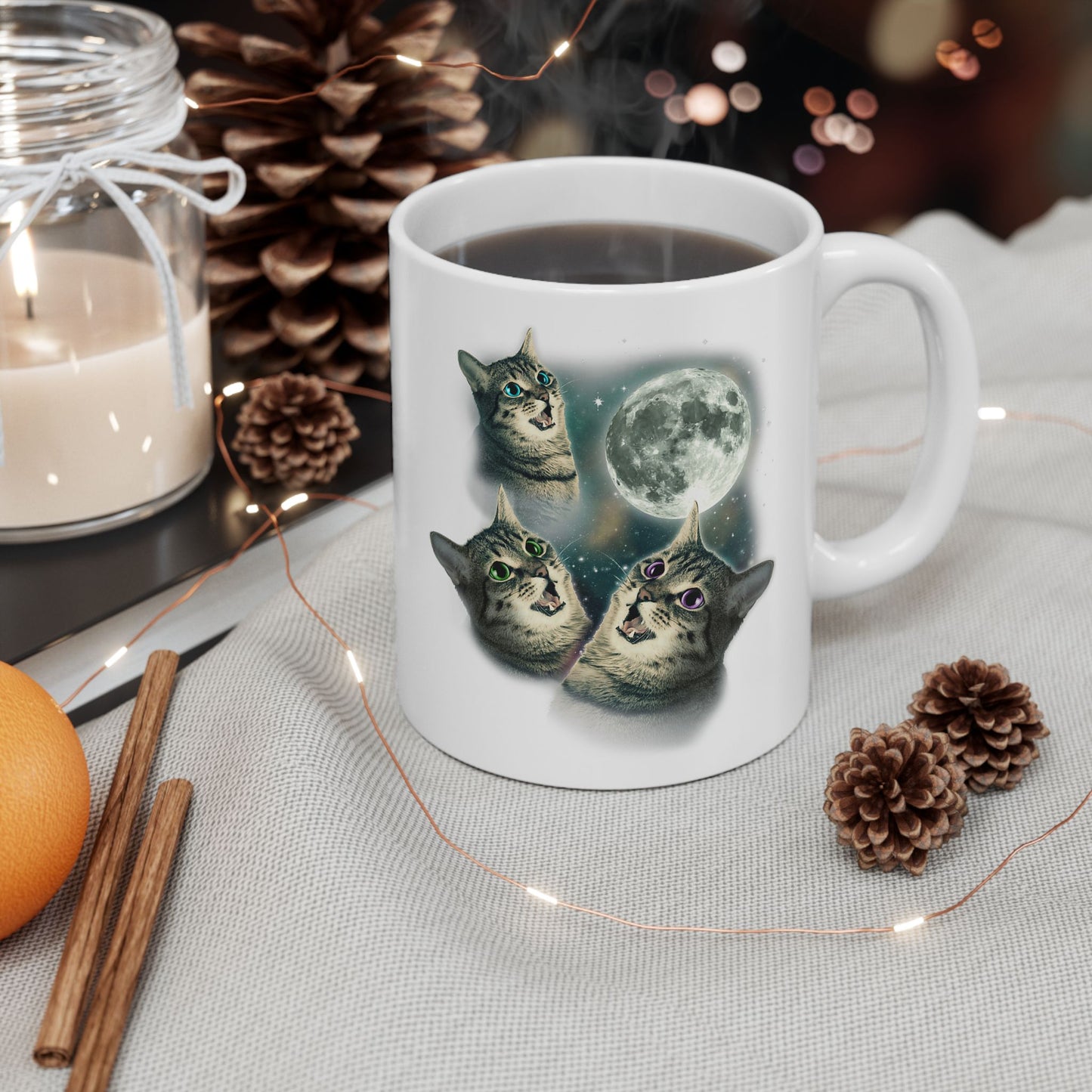 Three Cat Moon 3 Wolfs Cat Mug