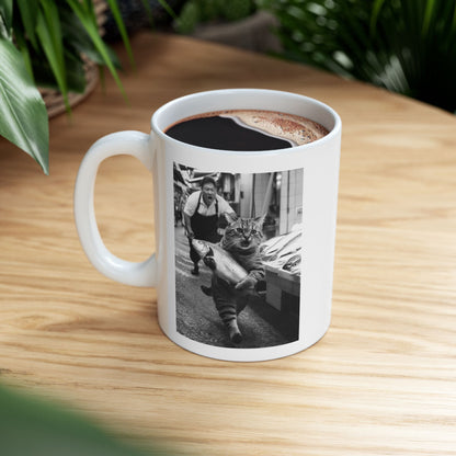 Cat Steals at the Fish Market Mug