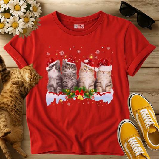 Cat Christmas Light Santa T-Shirt