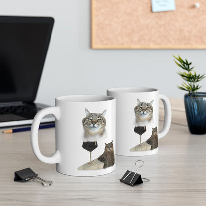 Cat Drinking Wine Mug