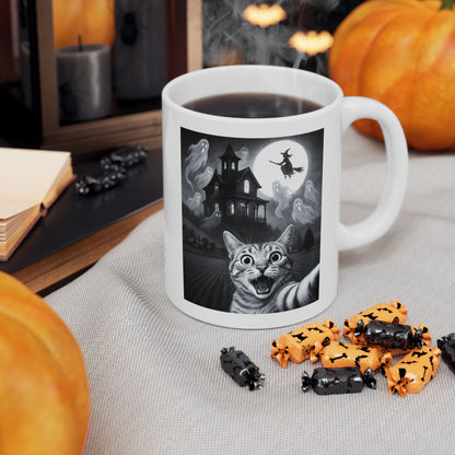 Cat Selfie With Scary House Mug