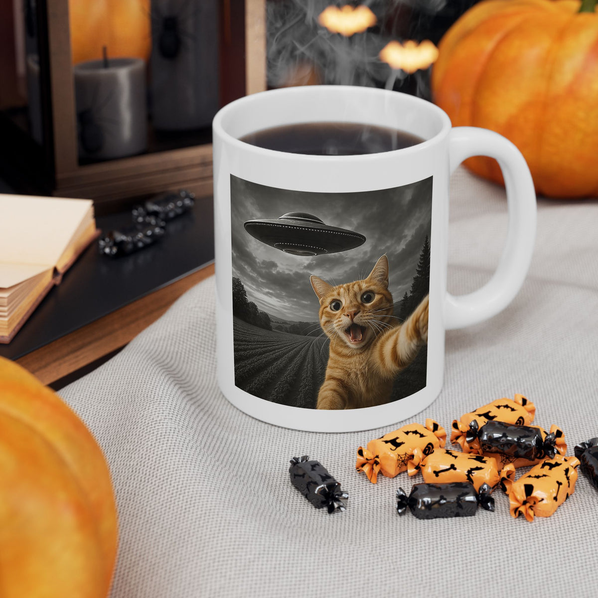 Cat Selfie With Alien UFO Mug