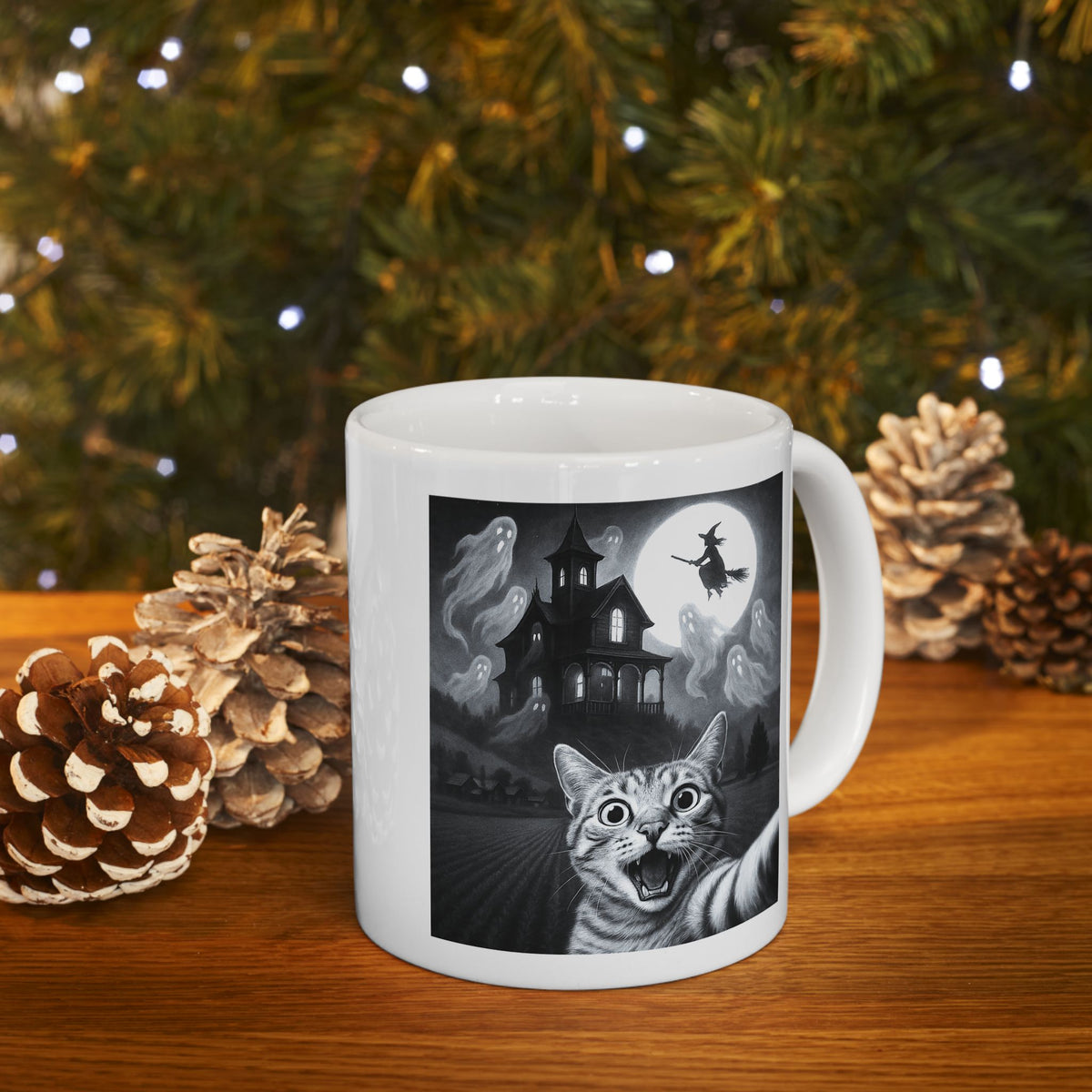 Cat Selfie With Scary House Mug