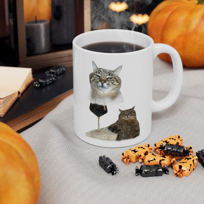 Cat Drinking Wine Mug