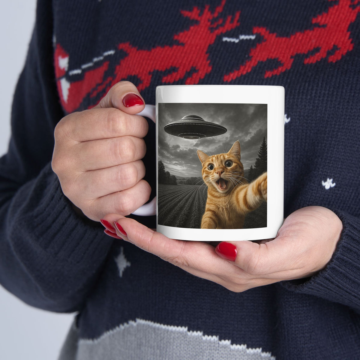 Cat Selfie With Alien UFO Mug