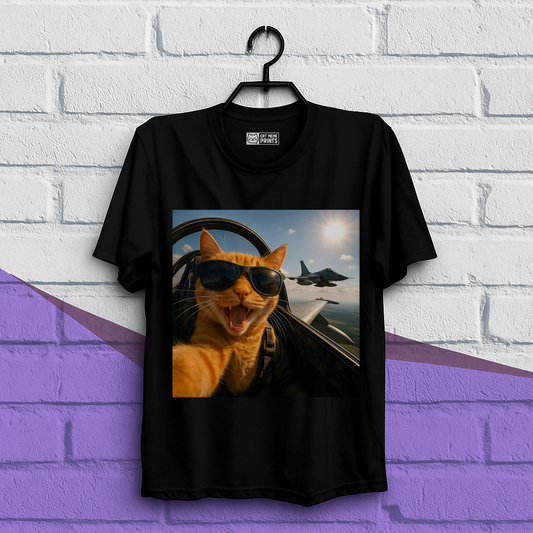 Cat Selfie Jet Airplane T-Shirt