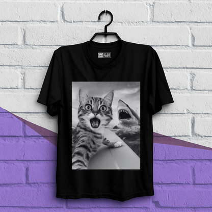 Cat Selfie With Shark T-Shirt