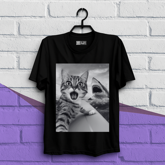 Cat Selfie With Shark T-Shirt