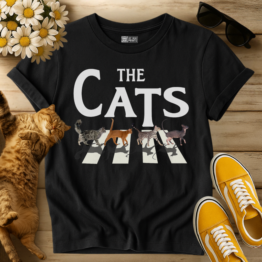 Tabby Road: The Cat Rock Band Parody T-Shirt
