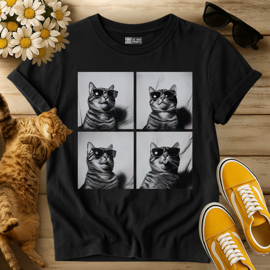 Cat Wearing Sunglasses Selfie Photobooth T-Shirt