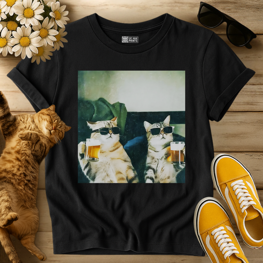 Chill & Cool Cats Drinking Selfie T-Shirt