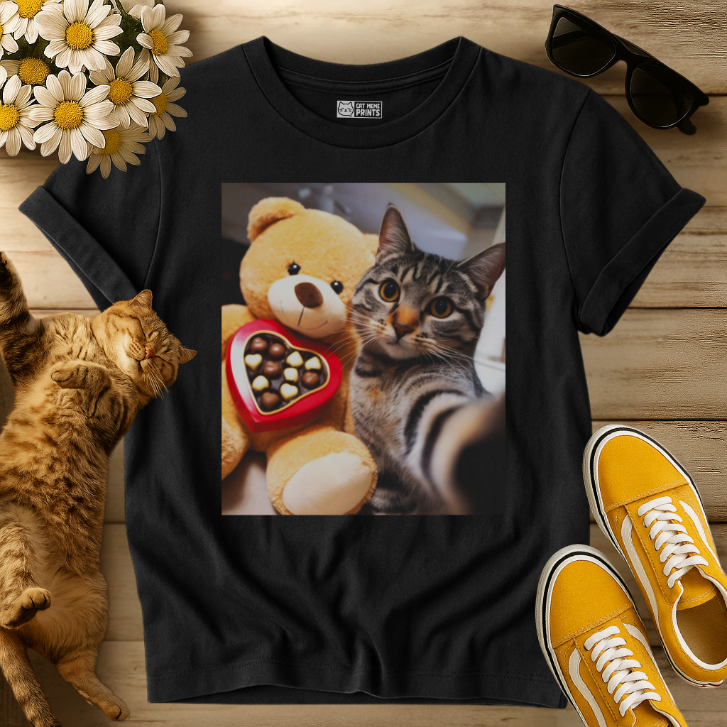 Cat Selfie with Teddy Bear T-Shirt