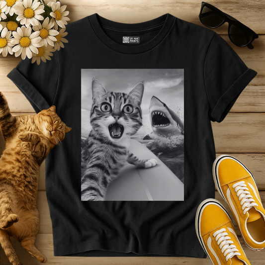 Cat Selfie With Shark T-Shirt
