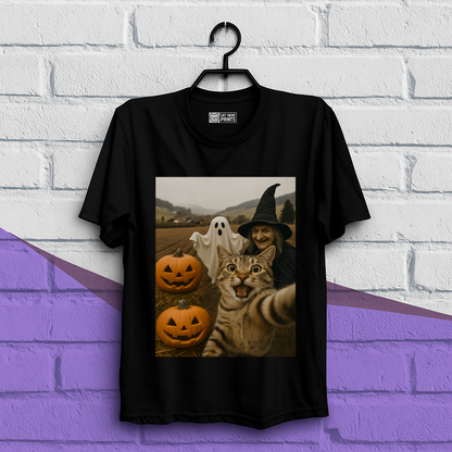 Cat Selfie with Witch & Ghost T-Shirt
