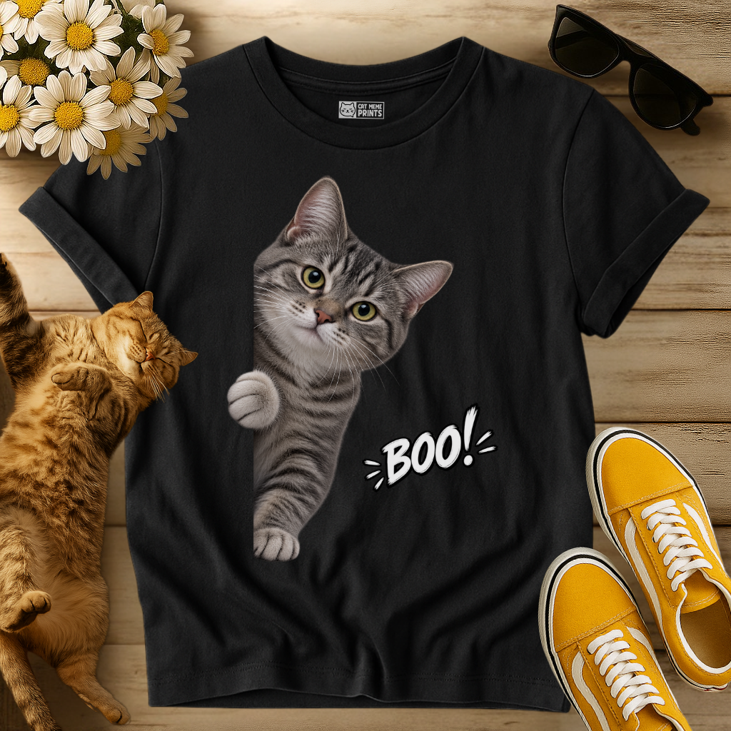 Grey Cat Boo T-Shirt