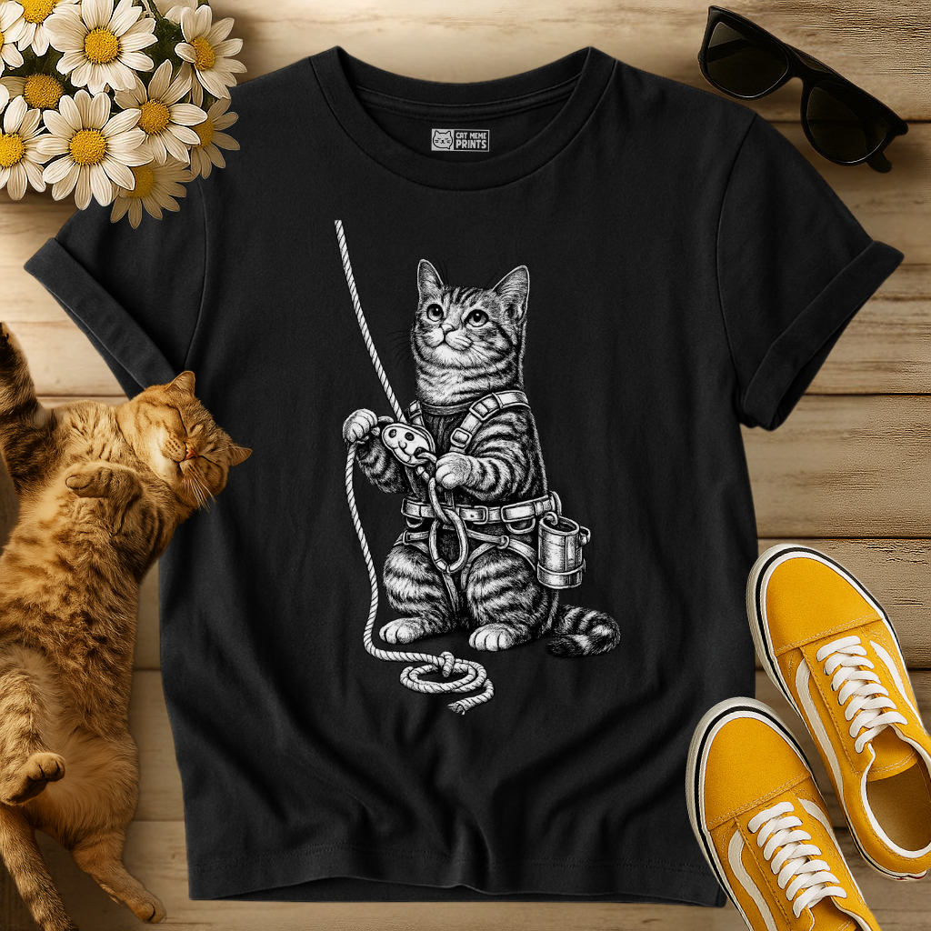 Rappelling Cat Climber T-Shirt