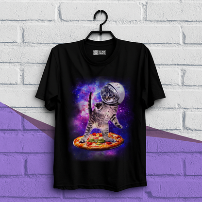 Cat Flying A Pizza Astronaut T-Shirt