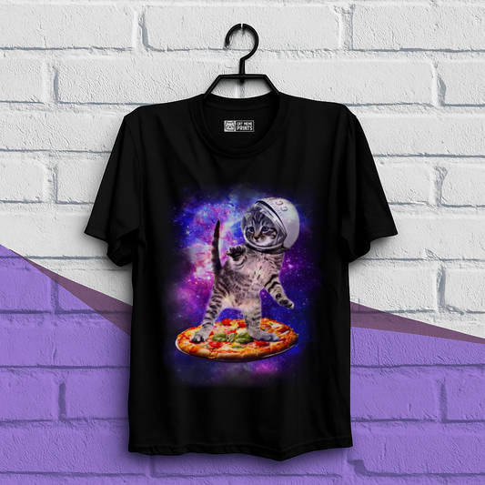Cat Flying A Pizza Astronaut T-Shirt