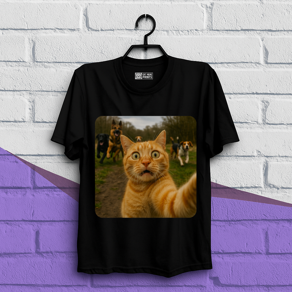 Cat Selfie With Dogs Cat Meme T-Shirt