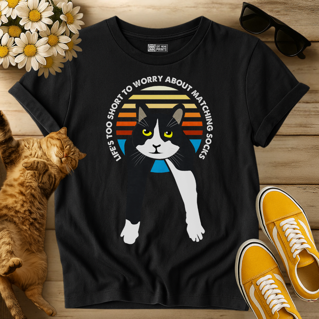 Tuxedo Cat Life's Too Short To Worry T-Shirt