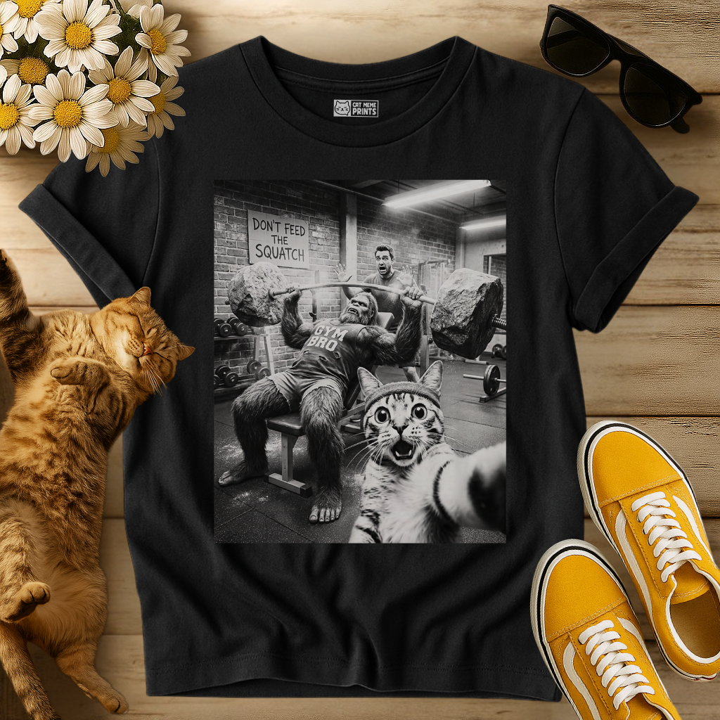 Cat Selfie with Bigfoot at the Gym T-Shirt