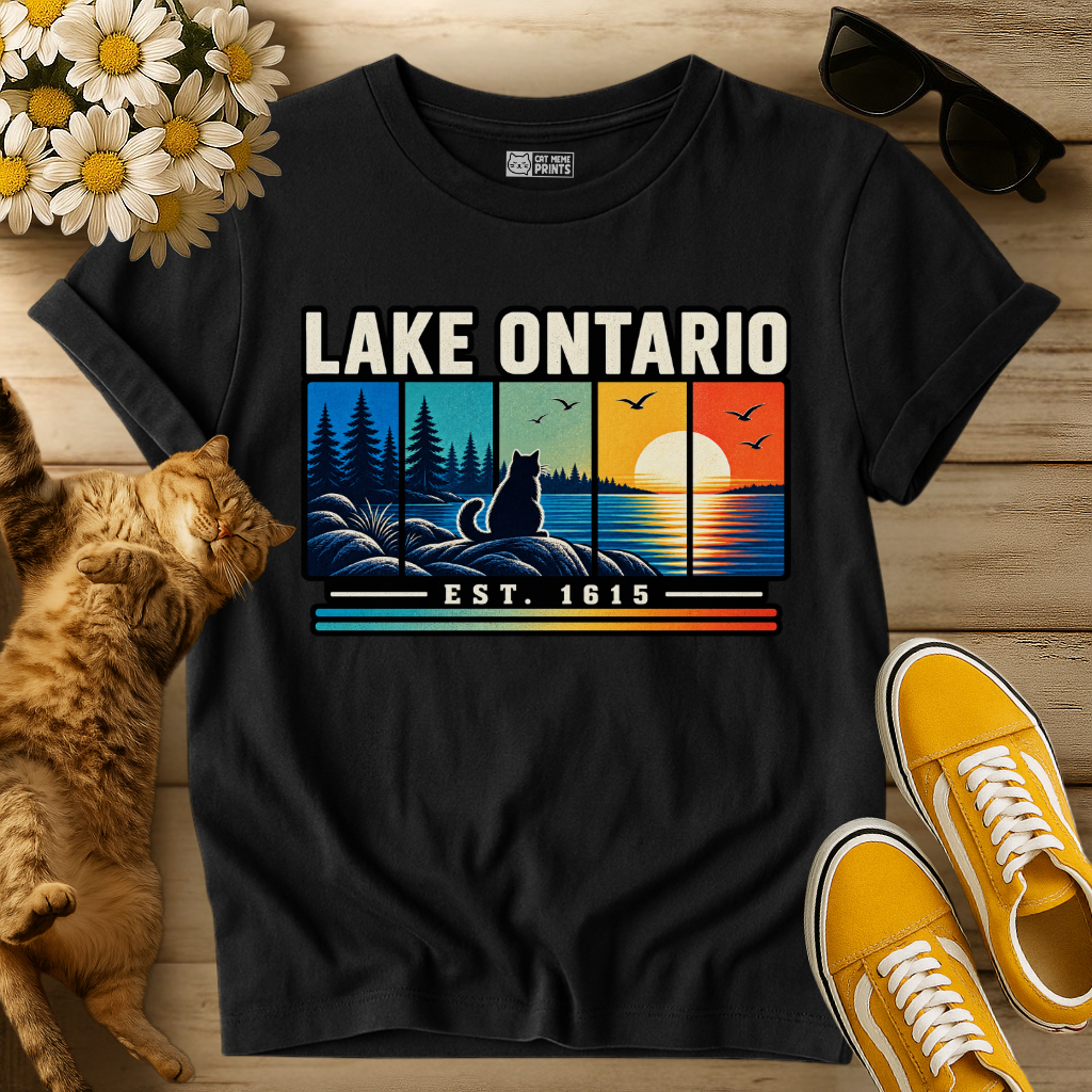 Lake Ontario Vintage Est 1615 Cat T-Shirt