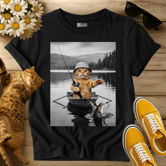 Cat Selfie Boat Fishing T-Shirt