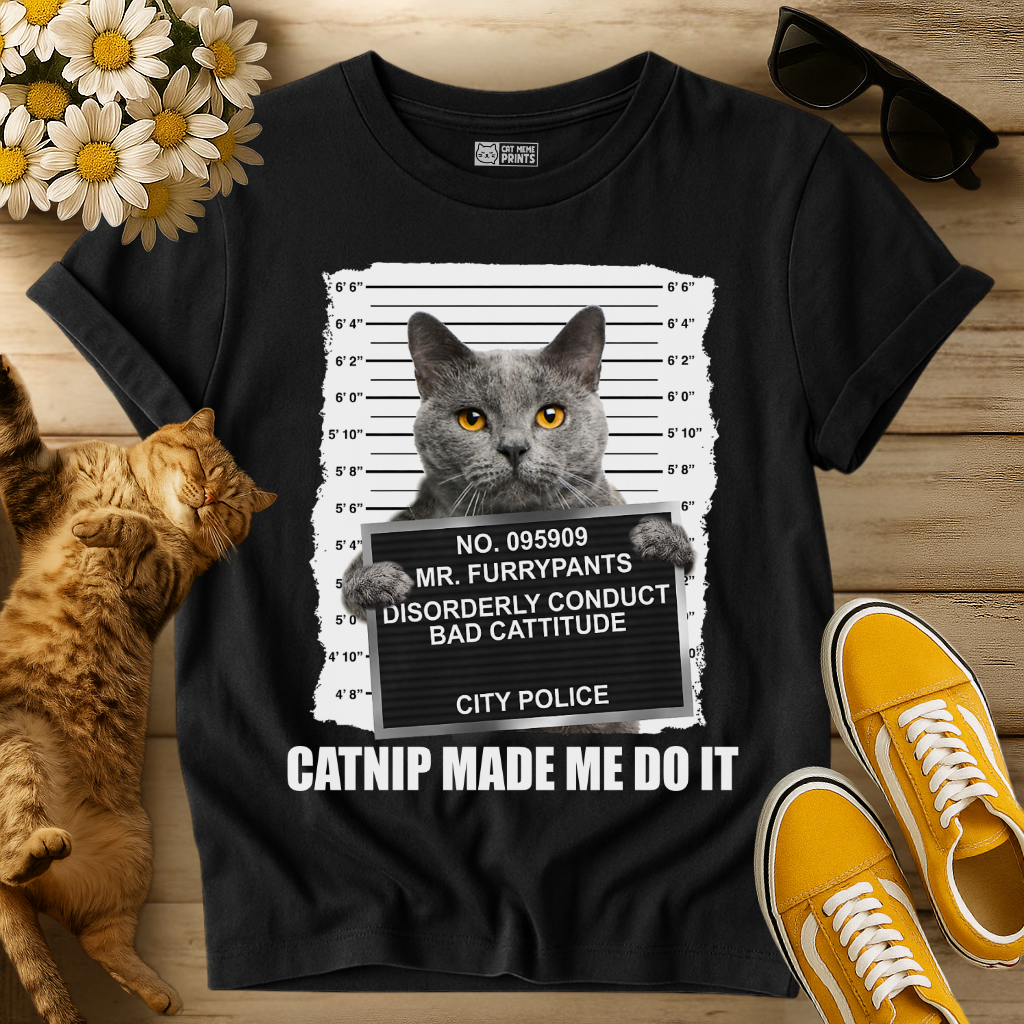 Catnip Made Me Do It Russian Blue Cat T-Shirt