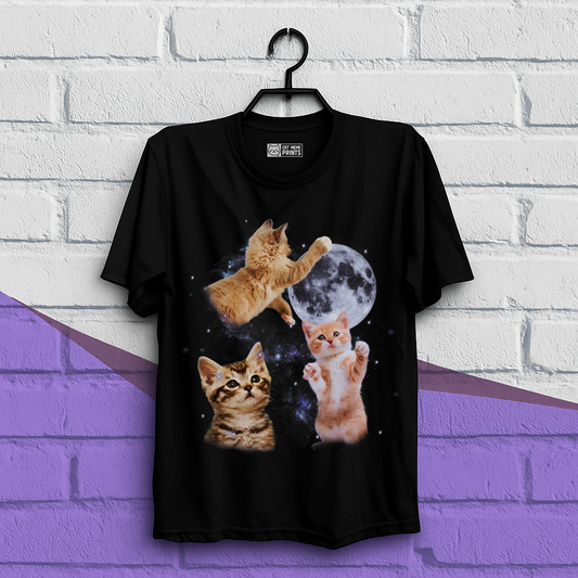 Three Cats Howling Moon T-Shirt