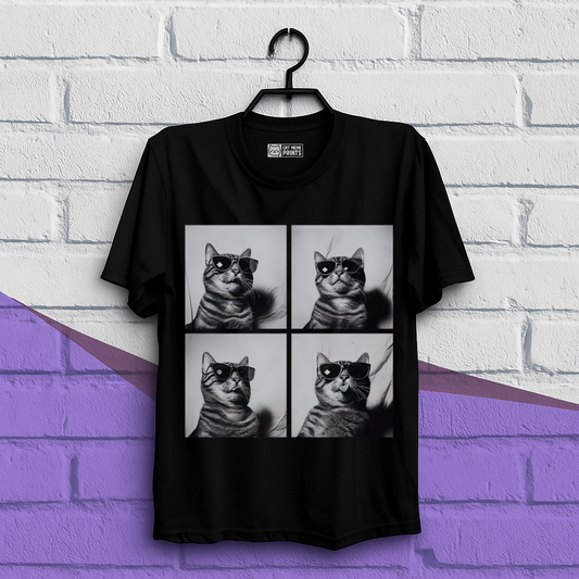 Cat Wearing Sunglasses Selfie Photobooth T-Shirt