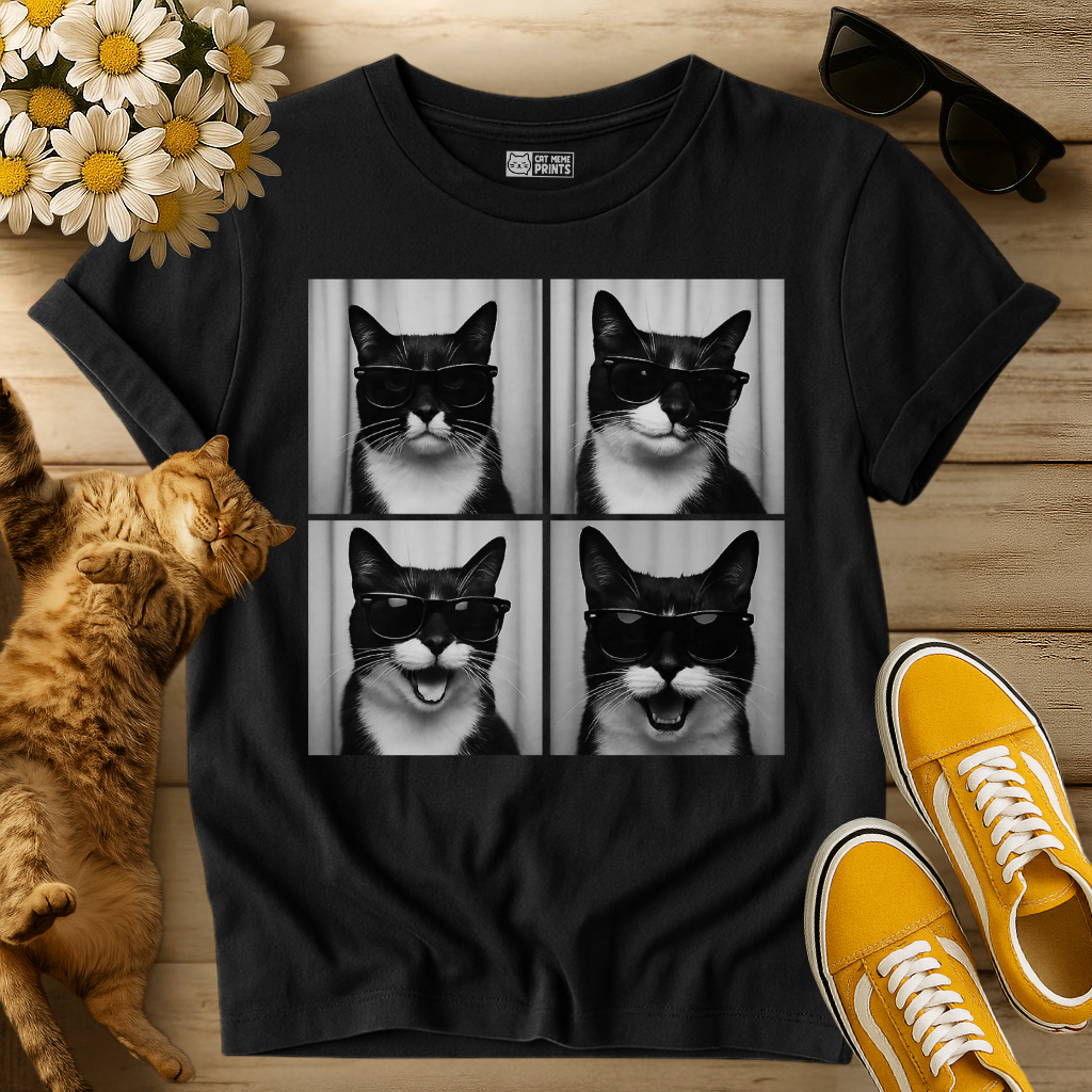 Cute Tuxedo Cat Photo Booth T-Shirt