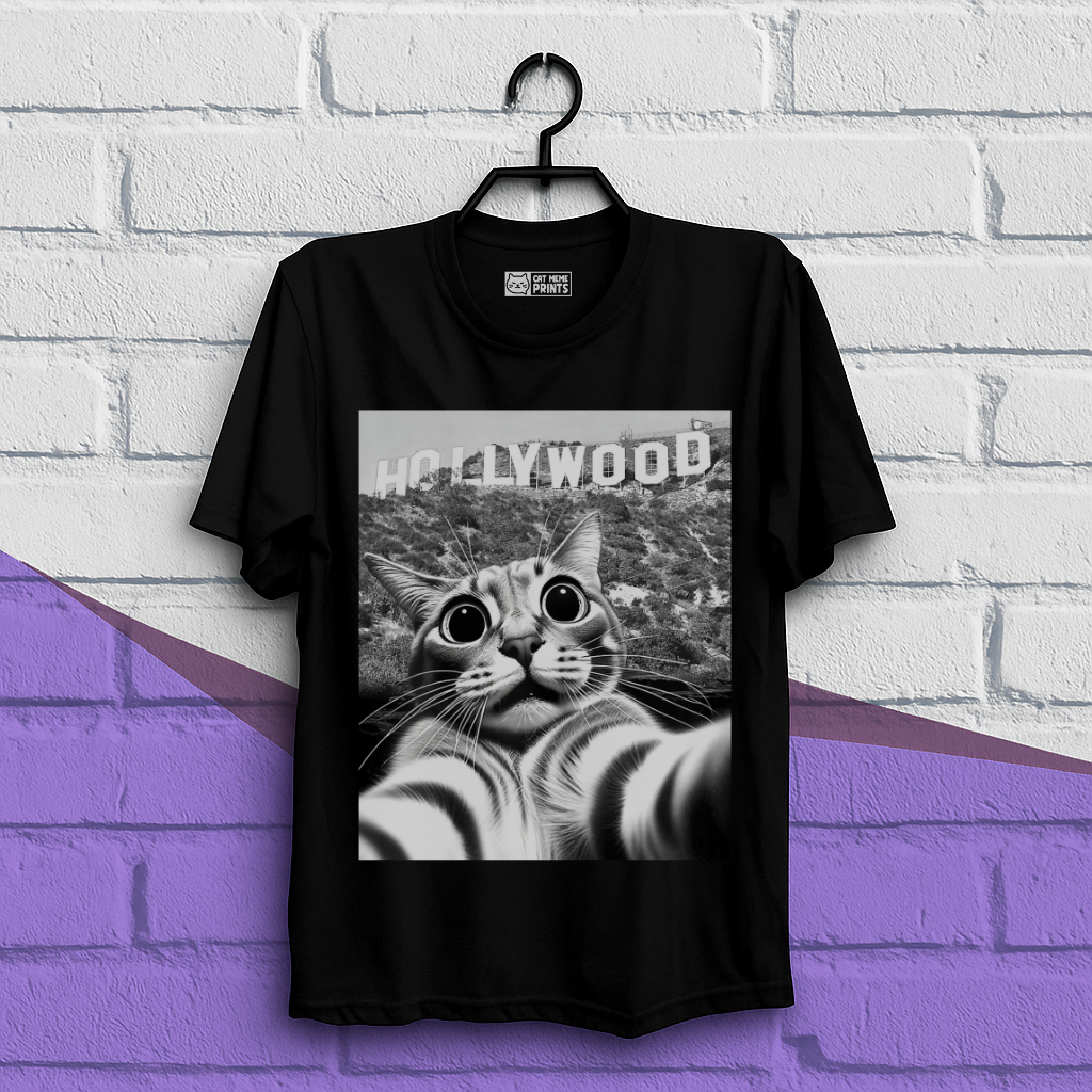 Cat taking Selfie With Hollywood Sign T-Shirt