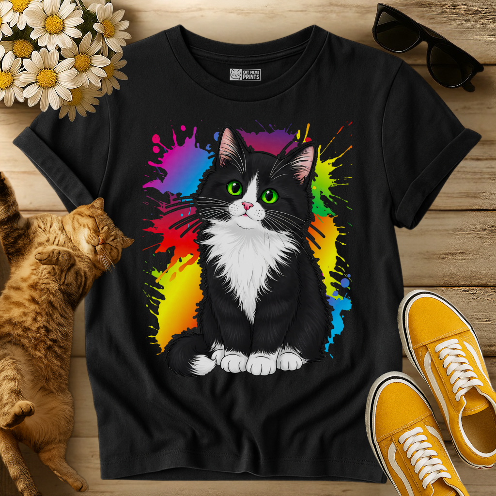 Colorful Tuxedo Cat T-Shirt