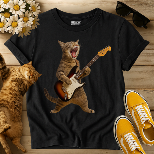 Cat Playing Guitar Rock & Roll T-Shirt