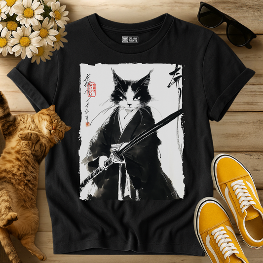 Tuxedo Samurai Cat Japanese T-Shirt