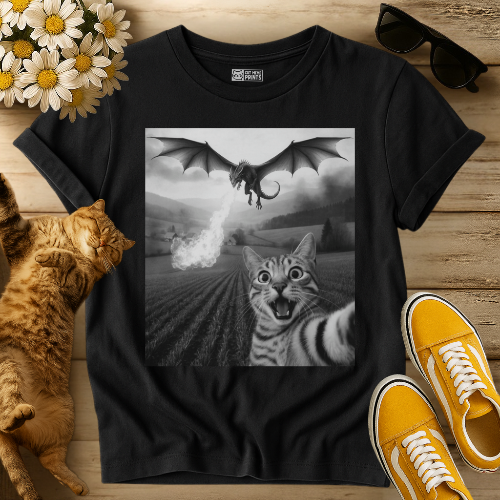 Cat Selfie with Dragon T-Shirt