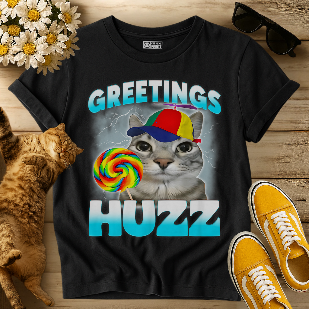 Greetings Huzz Cat T-Shirt
