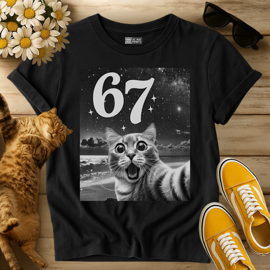 Cat Selfie with 67 Meme T-Shirt