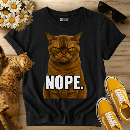 Nope Cat Grumpy Face T-Shirt